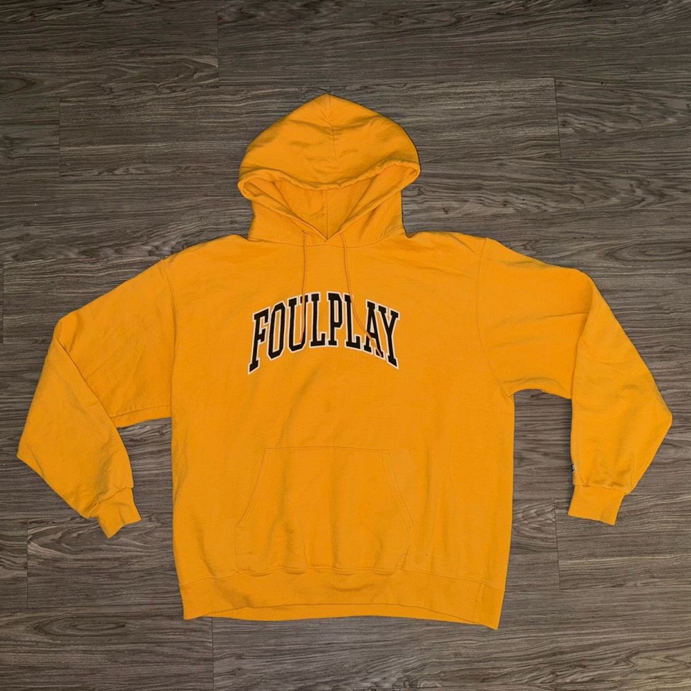 Champion x Foul Play Hoodie Mens Sz XL Yellow Black & White Logo